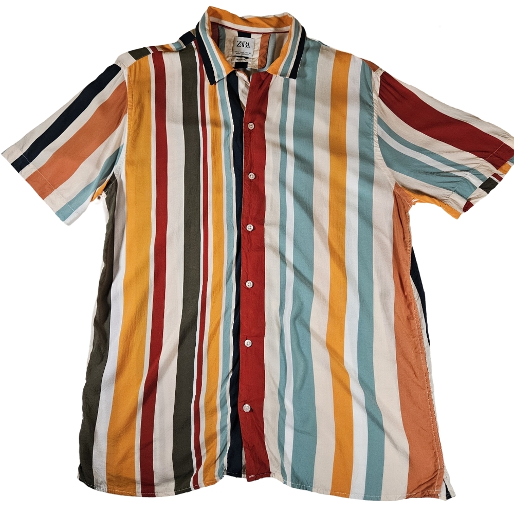 Zara Striped Button Up, Large Relaxed Fit, Excellent Condition